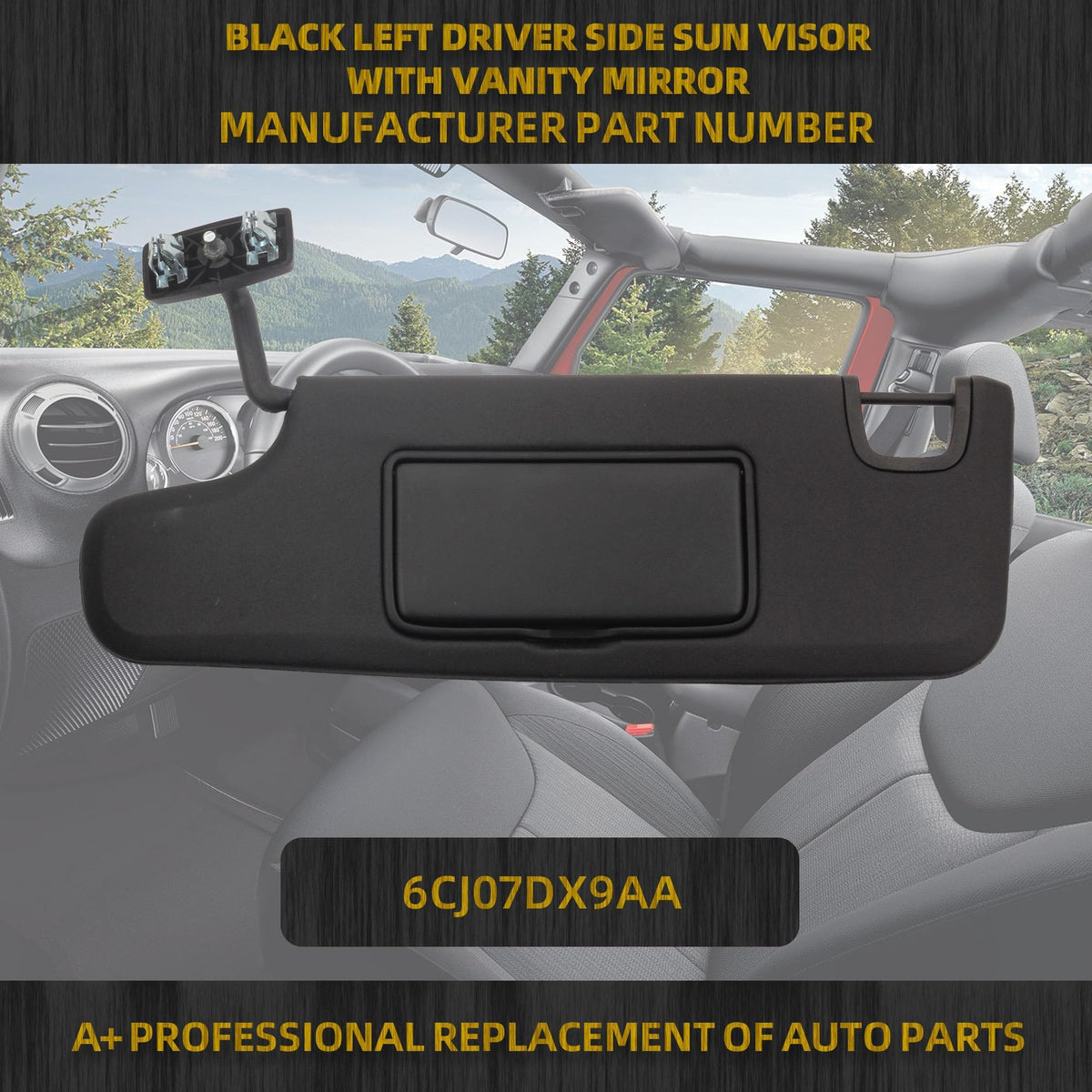 Dasbecan visor textured surface close-up matching Jeep interior