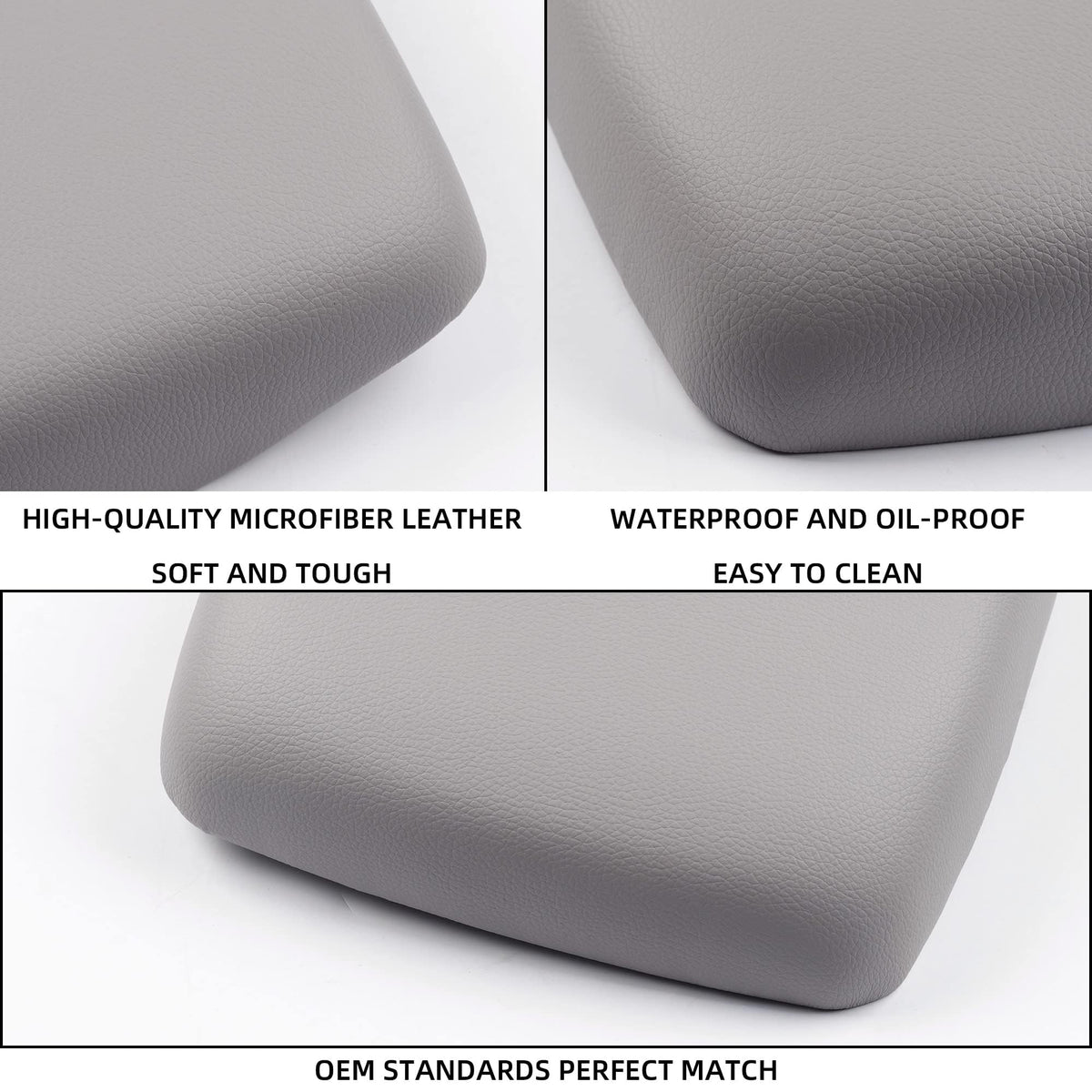 Dasbecan microfiber leather close-up showing texture and easy-clean benefit