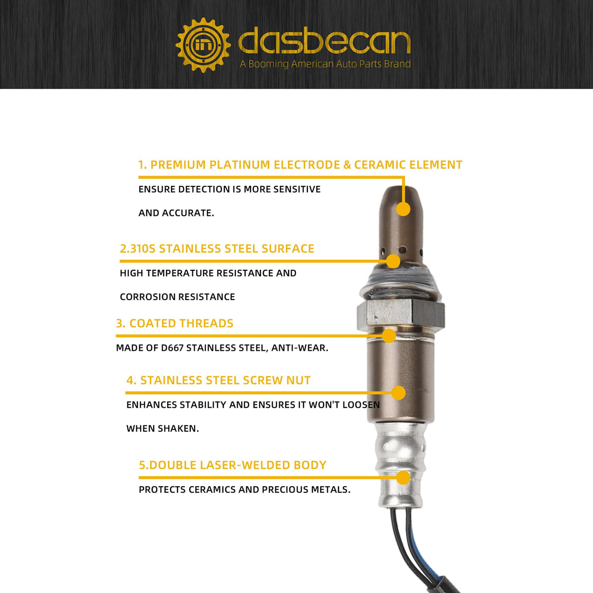 Dasbecan detailed view of downstream sensor body highlighting corrosion resistance