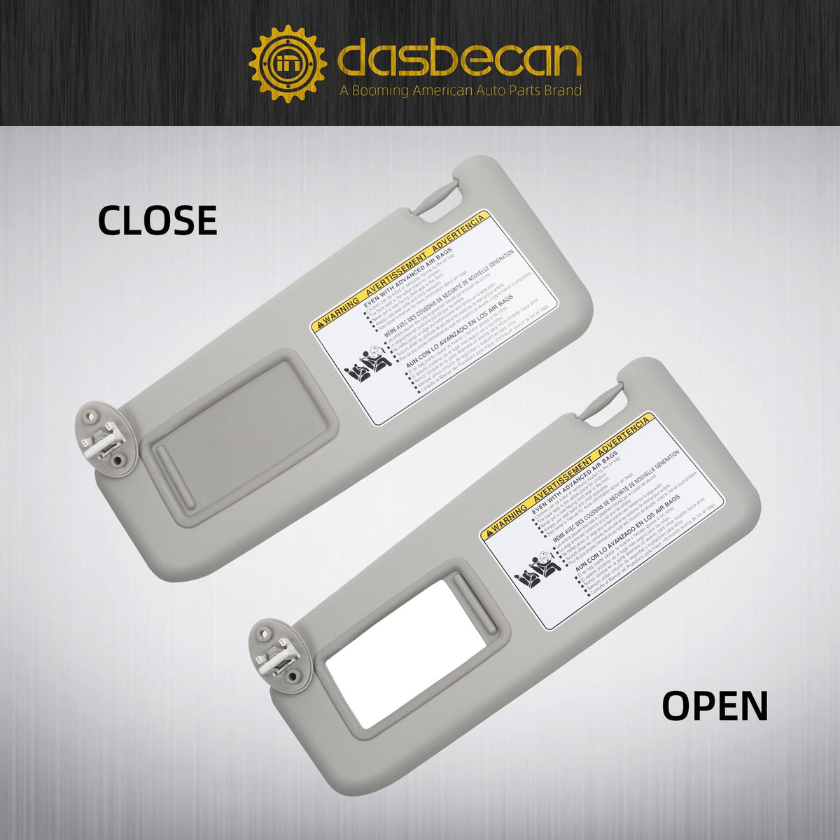 Dasbecan visor packaging and contents demonstrating ready-to-install kit