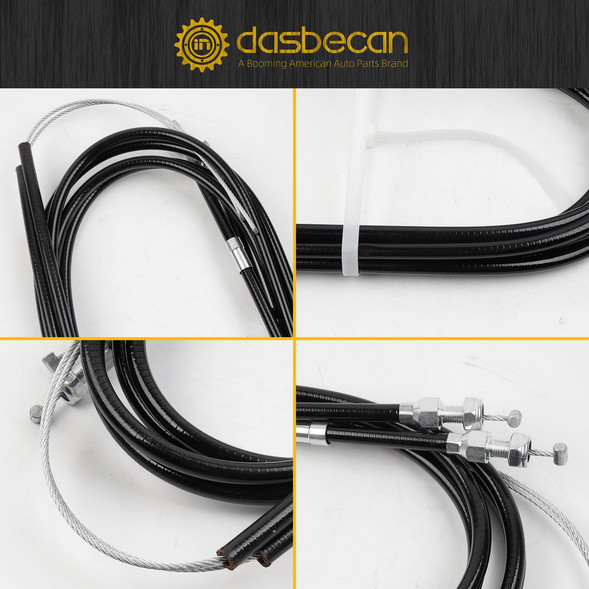 Dasbecan cables next to ruler for scale showing 110-inch length and trimming flexibility benefit
