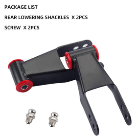 Dasbecan shackle on lowered truck rear illustrating improved stance