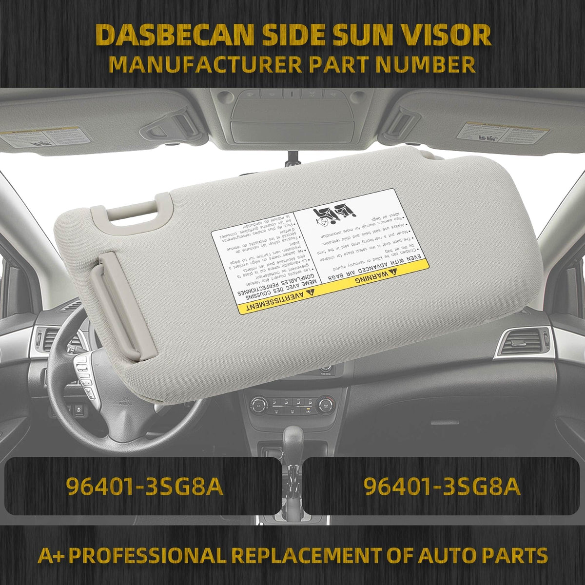 Dasbecan visor installed in Nissan Sentra demonstrating correct fitment