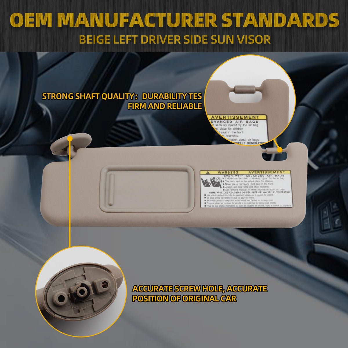 Dasbecan visor installed in driver seat showing correct alignment benefit