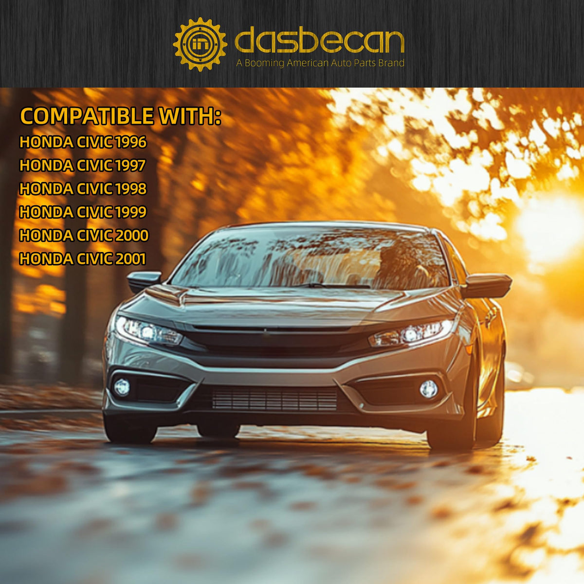 Dasbecan sun visor installed in Honda Civic showing restored shade and comfort