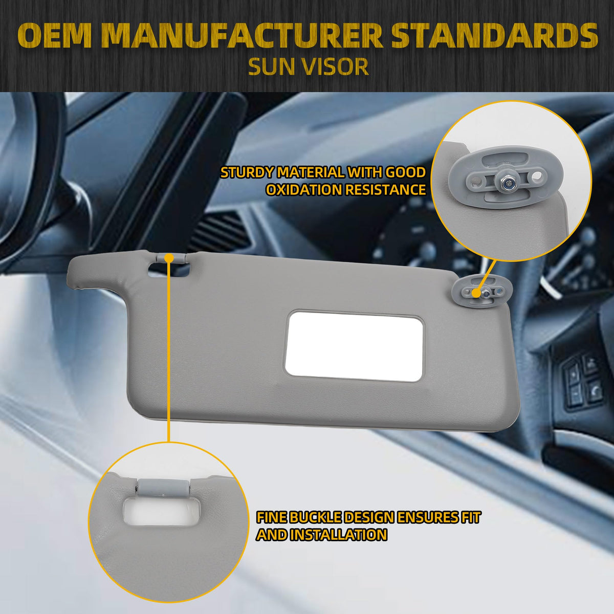 Dasbecan sun visor mounting points showing easy installation and correct fit