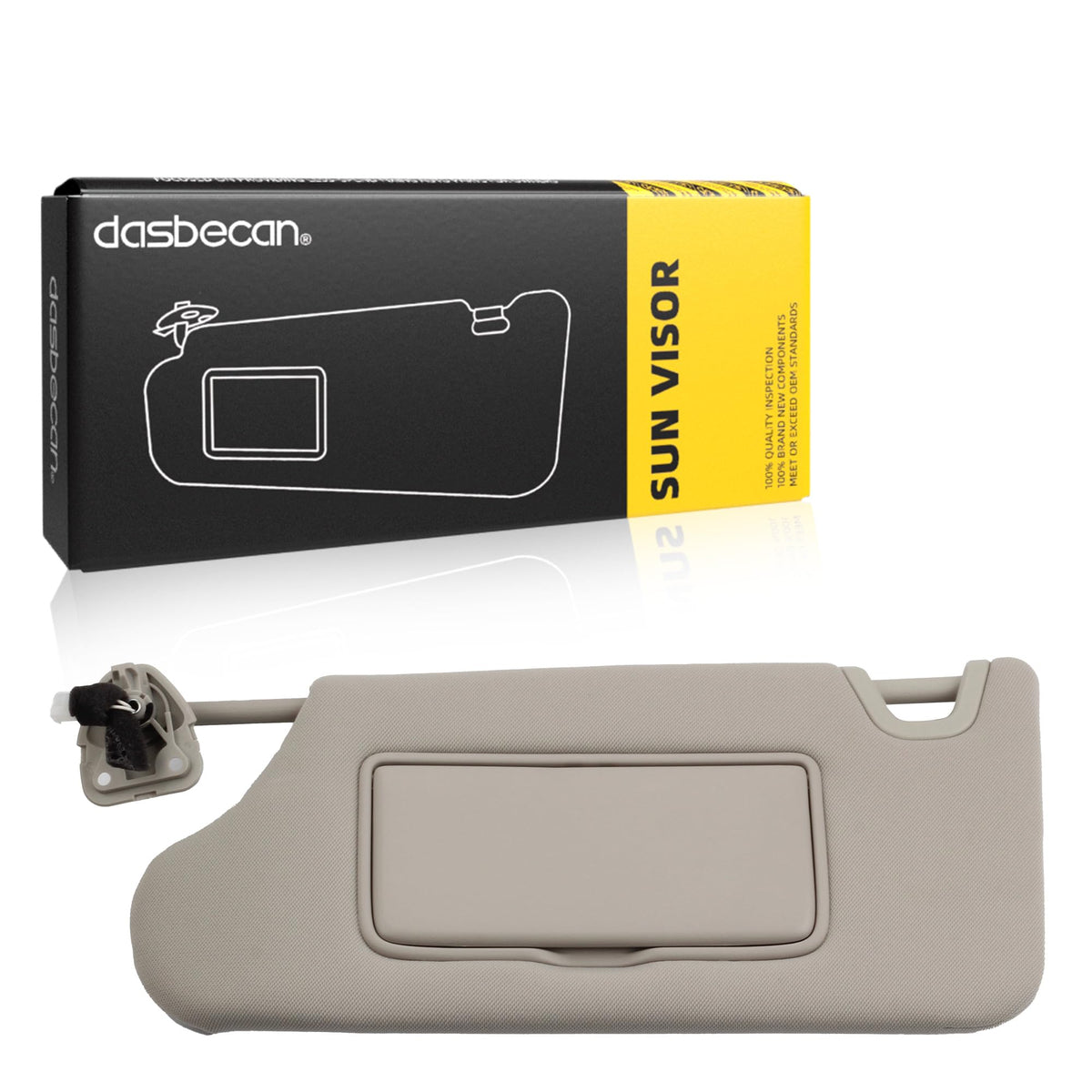 Dasbecan sun visor packaging and part number label for purchase verification