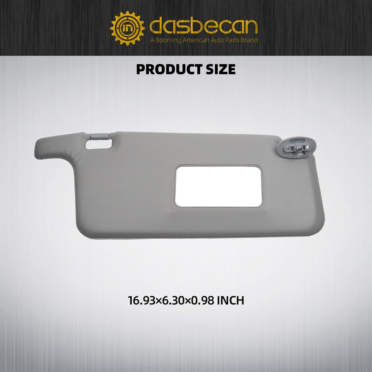 Dasbecan sun visor packaging label showing part numbers and verified compatibility