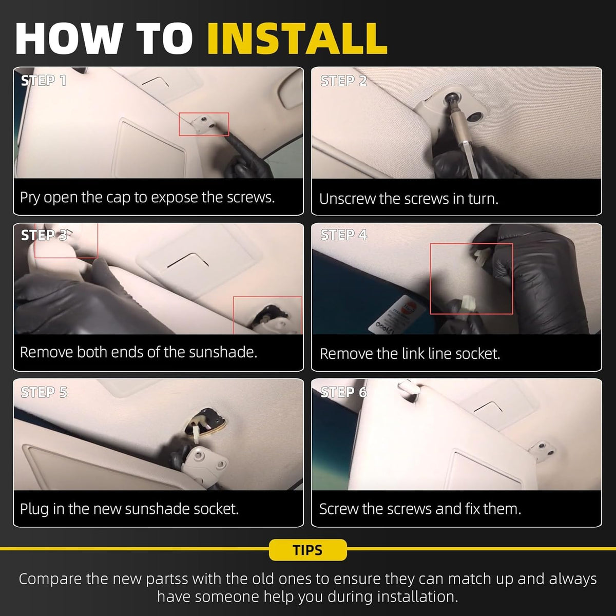 Dasbecan sun visor wiring connector detail for easy electrical hookup
