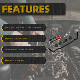 Dasbecan sway bar link detail shot, showing durable steel construction and fitment