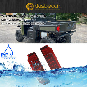 Dasbecan tail lights mounted on Polaris Ranger rear demonstrating OEM fitment