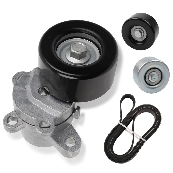 Dasbecan tensioner front assembly showing pulley and arm, improves belt tension reliability