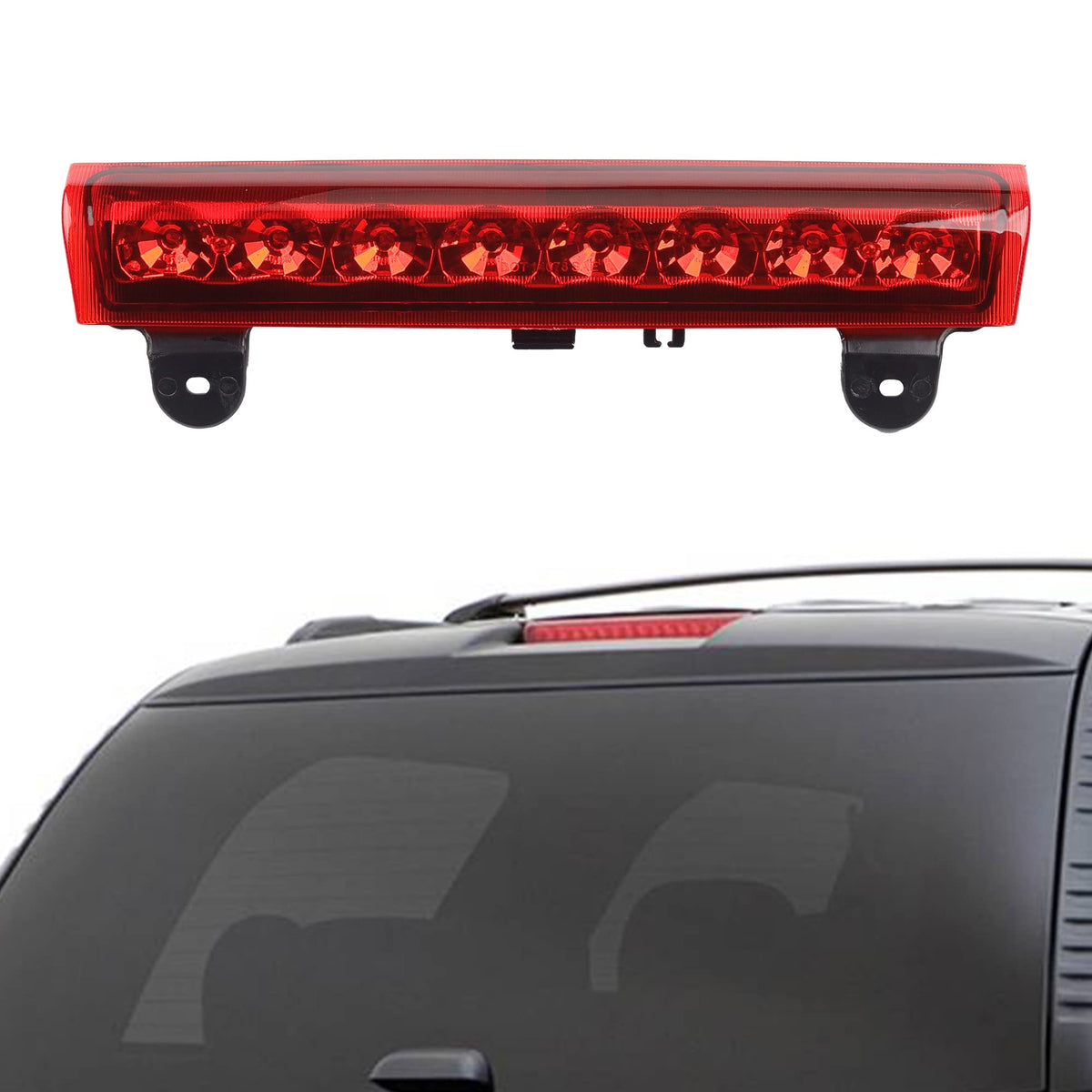Dasbecan front view of third brake light showing clean fit and visibility benefit