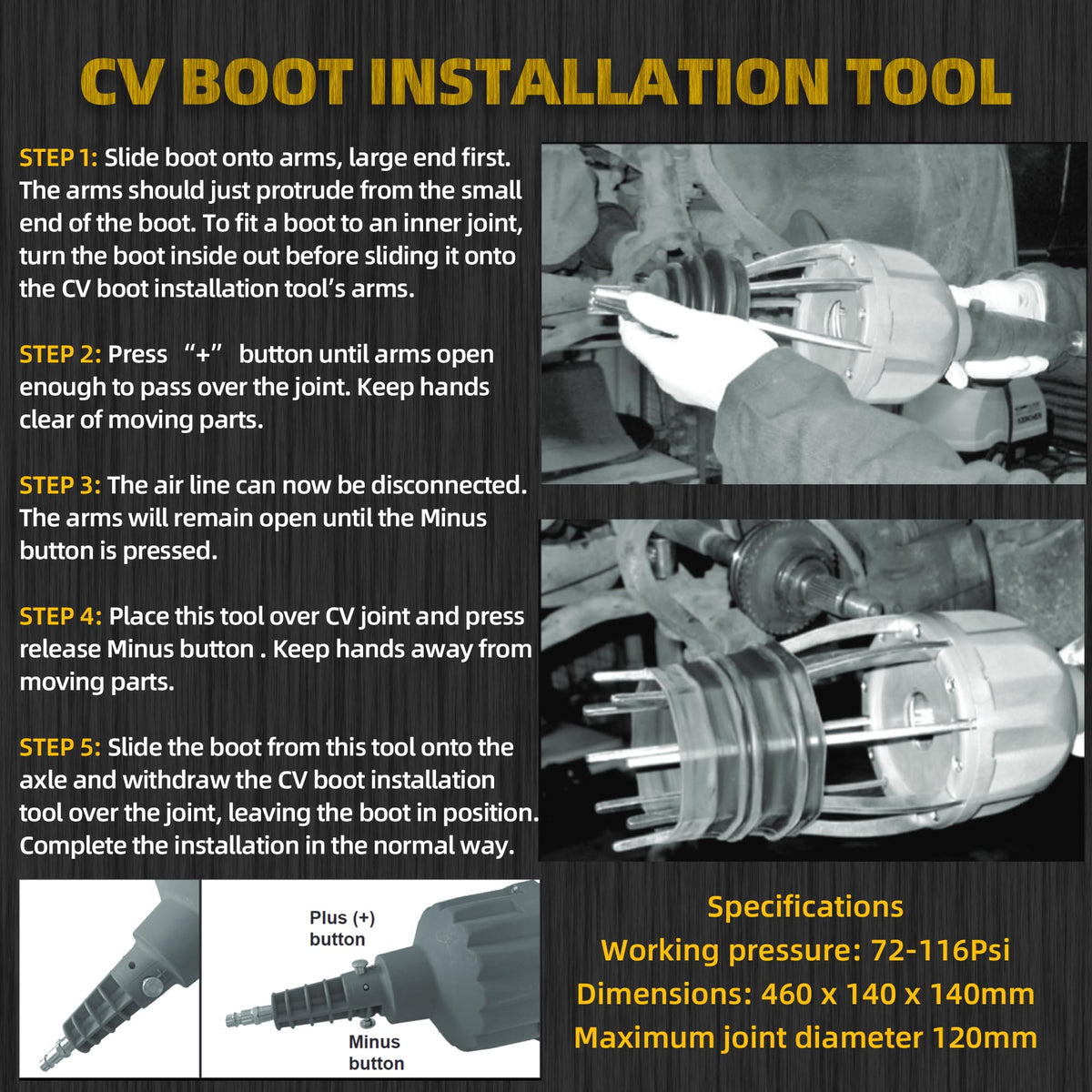 Dasbecan tool in use on axle demonstrating faster, damage-free boot fitting