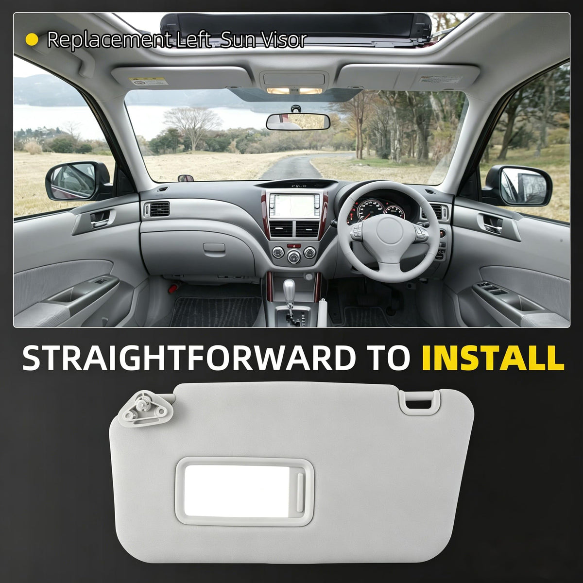 Dasbecan visor close-up texture matching Subaru interior benefit