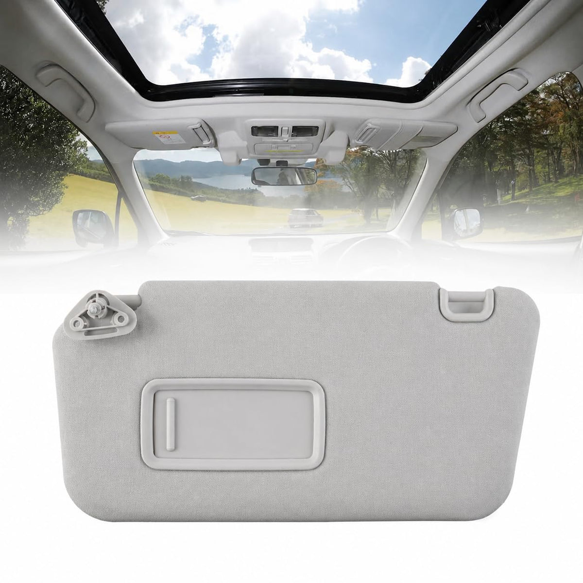 Dasbecan visor front view showing grey finish and clean replacement benefit