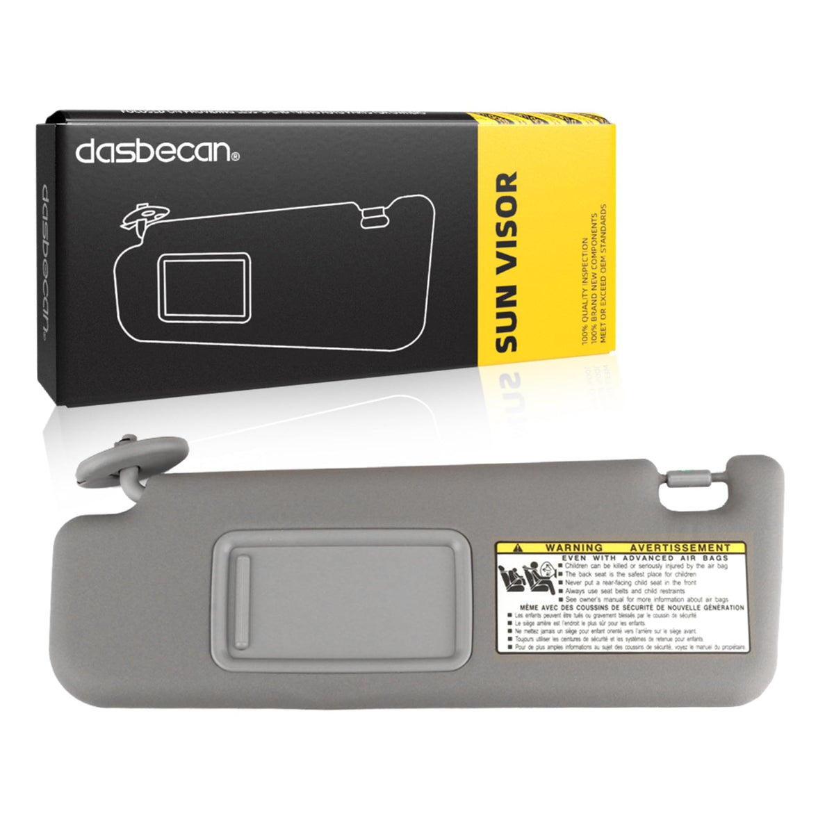 Dasbecan visor front view showing gray finish and clean replacement look