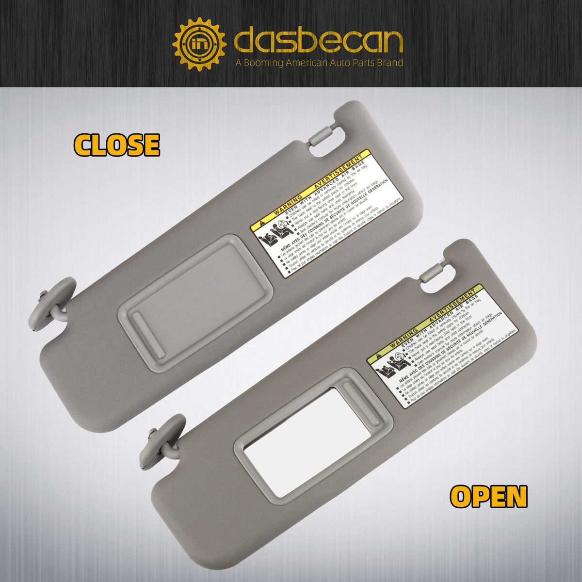Dasbecan visor label and part number showing OEM match and confirmation