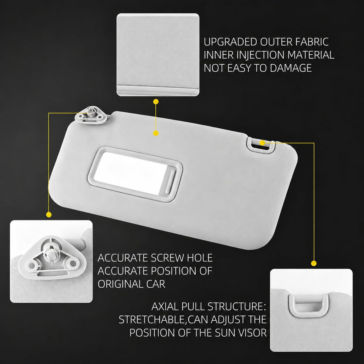Dasbecan visor mounting bracket detail for secure fit and simple install