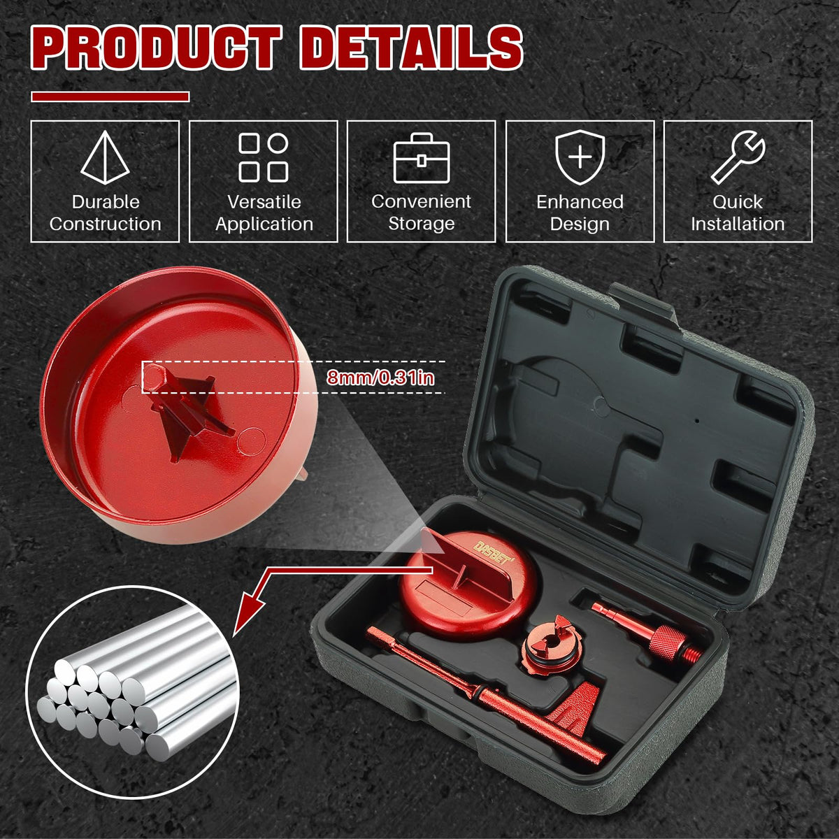 DASBET 8mm oil pan spanner detail illustrating correct tool fit and safe bolt removal