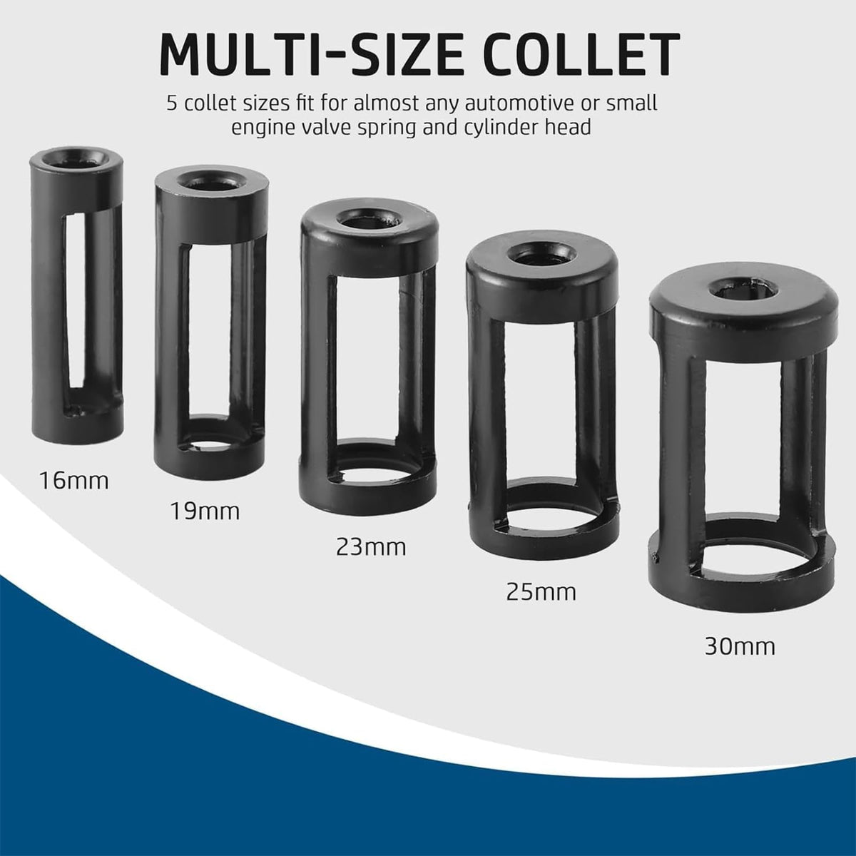 DASBET collets and extension rods laid out to show multiple sizes for versatile fitment