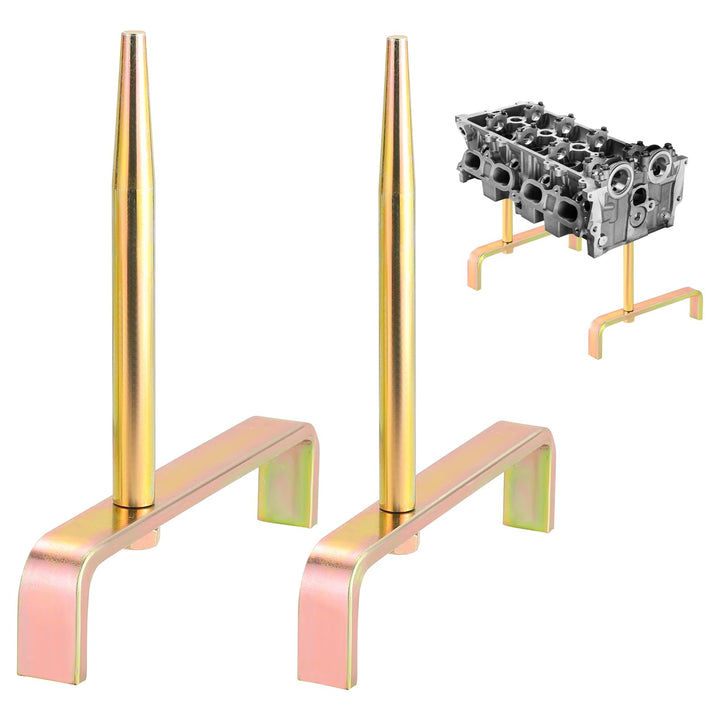 DASBET front view of cylinder head stands showing sturdy bars and pegs for stable holding
