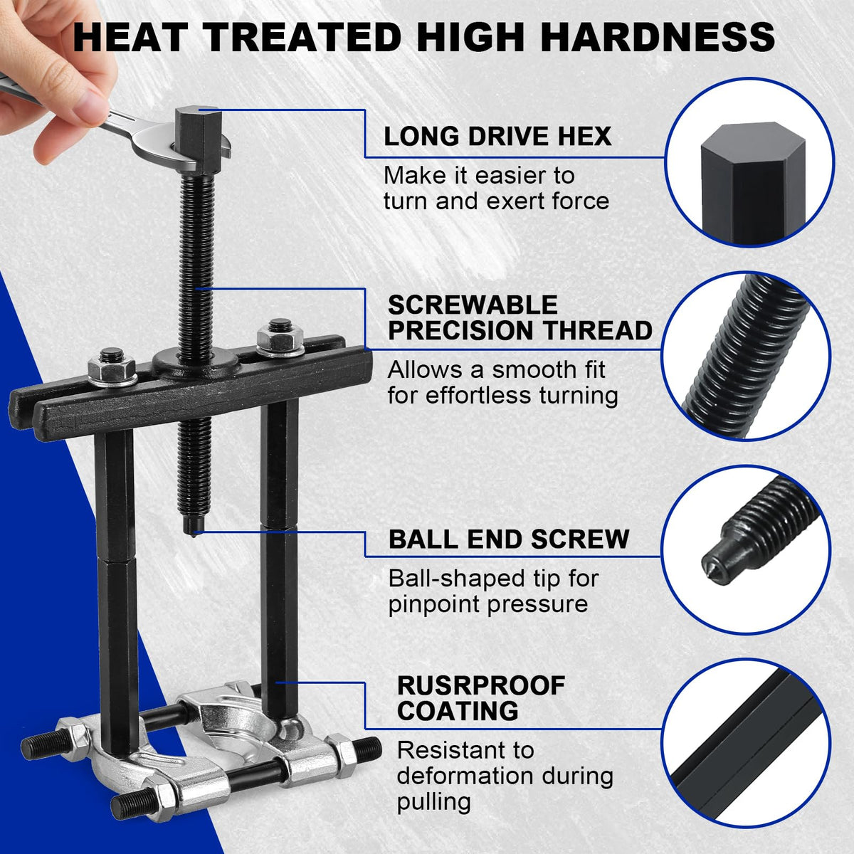 DASBET forcing screw detail demonstrating durable threading and controlled force