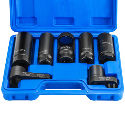 DASBET front view of full 7-piece socket set showing sizes and organization for quick selection