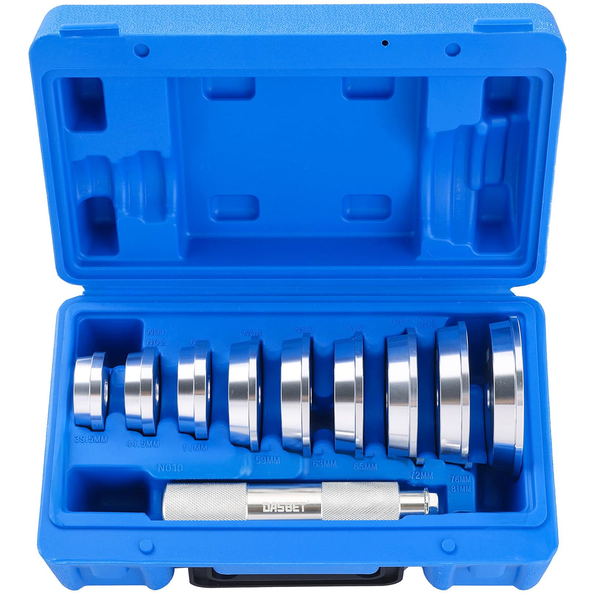 DASBET front view of complete 10-piece driver set showing organized components and quick selection