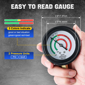 DASBET gauge closeup with color zones for fast diagnostic readability