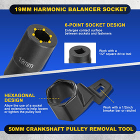 DASBET tools holding a Honda crank pulley in place for safe bolt removal
