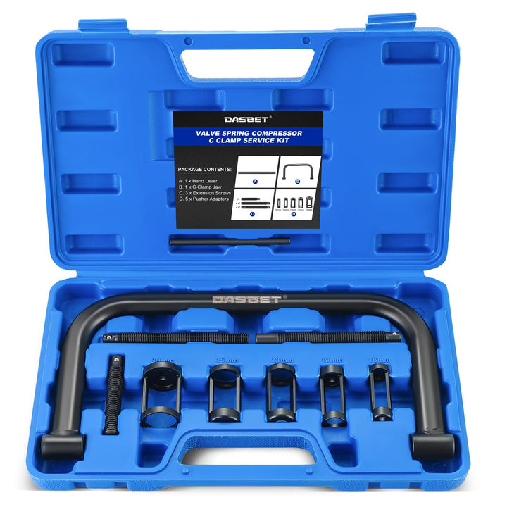 DASBET front view of C-clamp compressor showing sturdy frame and benefit of stable compression