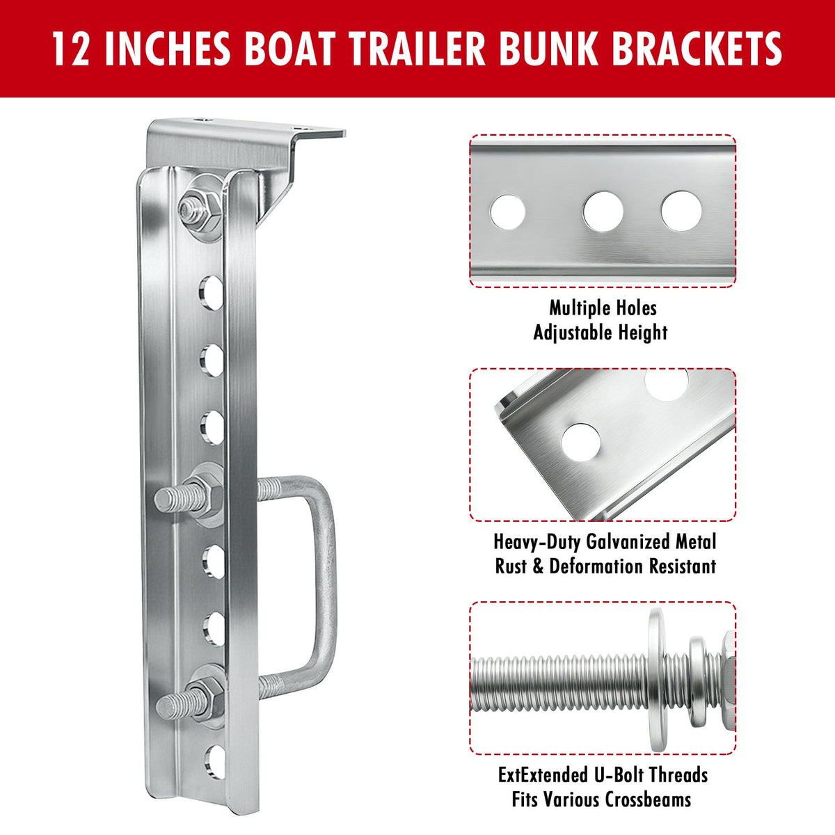 Dasmiro extended U-bolt threading close-up ensuring wide beam compatibility
