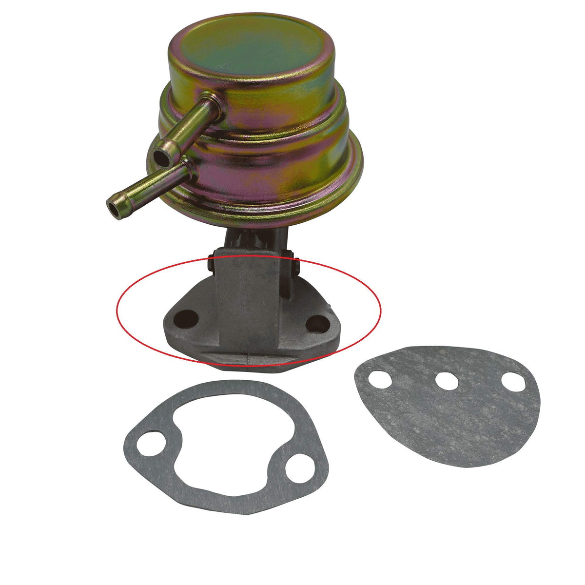 DASPARTS fuel pump close-up showing diaphragm and fittings for accurate fitment