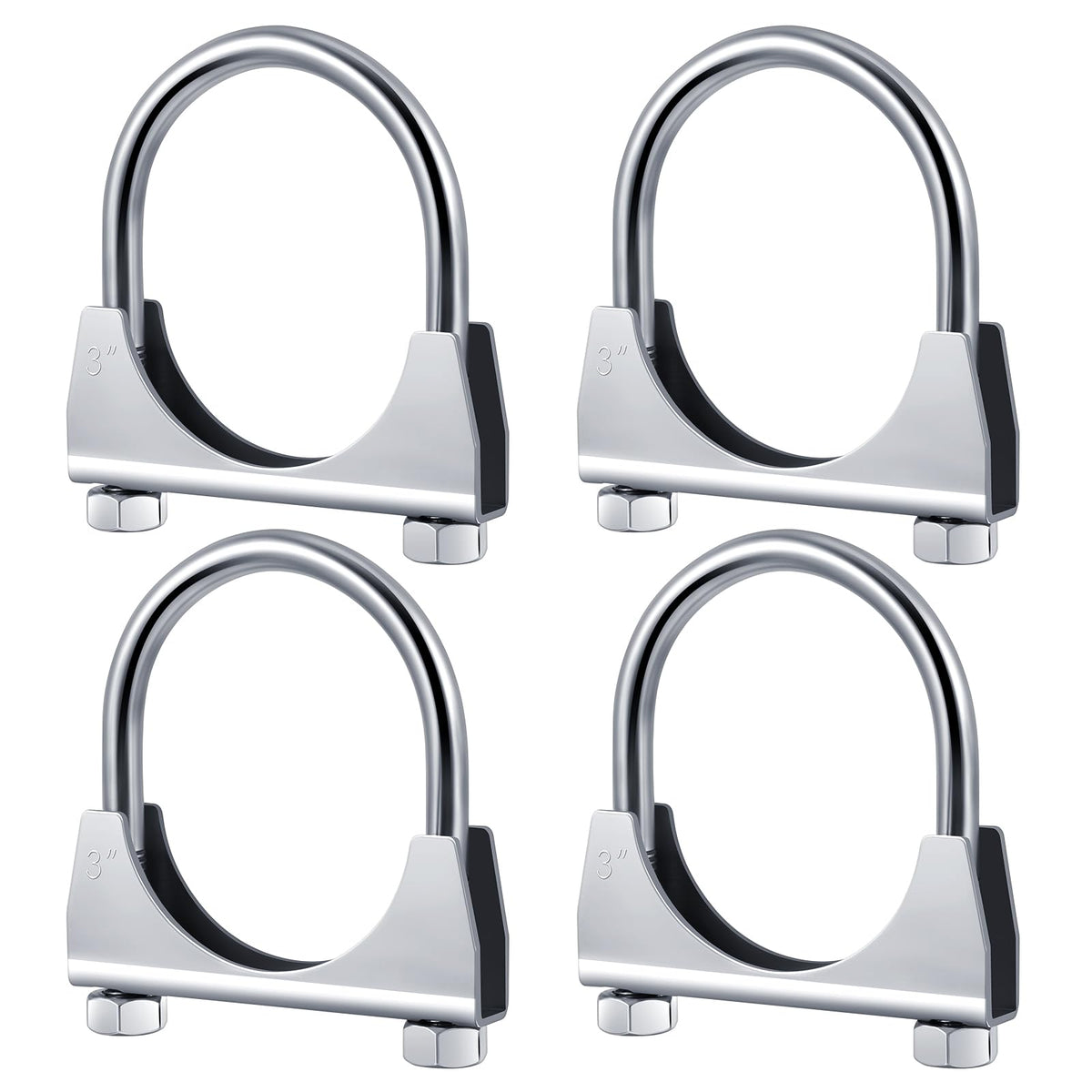 Datanly front packaging showing four 3-inch exhaust clamps and benefits