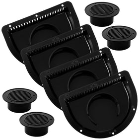 Datanly front view of four black vent covers showing neat exterior finish and weather protection benefit