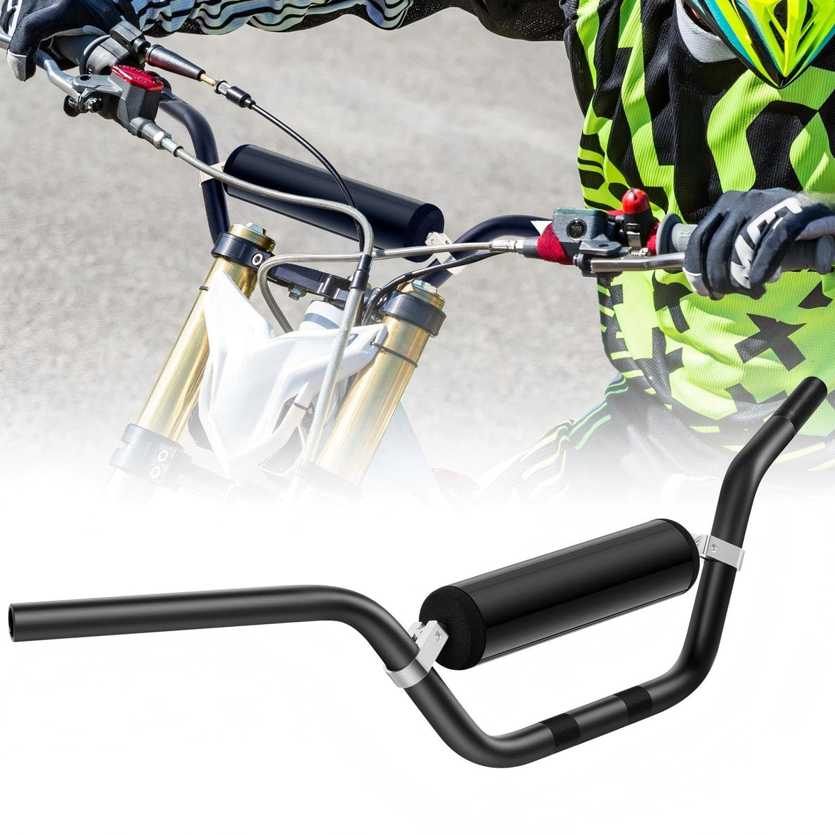 Datanly handlebars front view showing sturdy construction and improved control