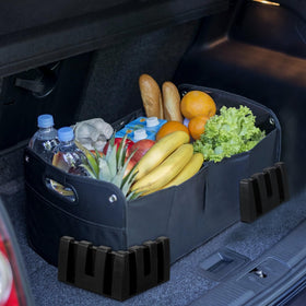 Datanly arranged in SUV trunk with luggage to show organized cargo and quick setup benefit