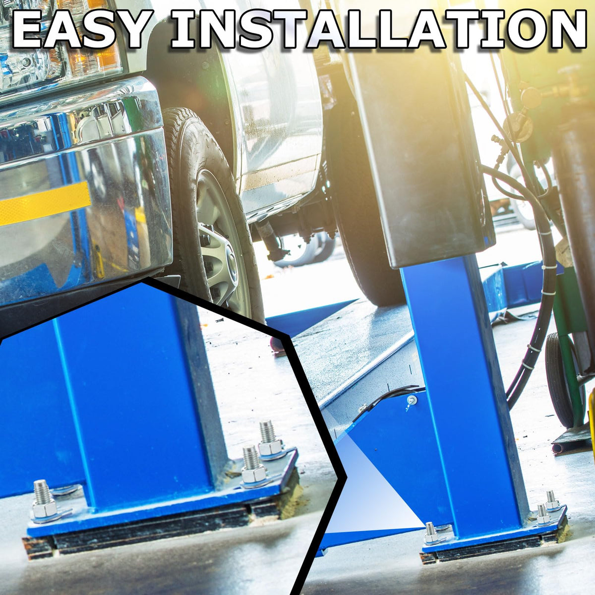 Datanly installed anchors at lift baseplate demonstrating secure anchoring and stability