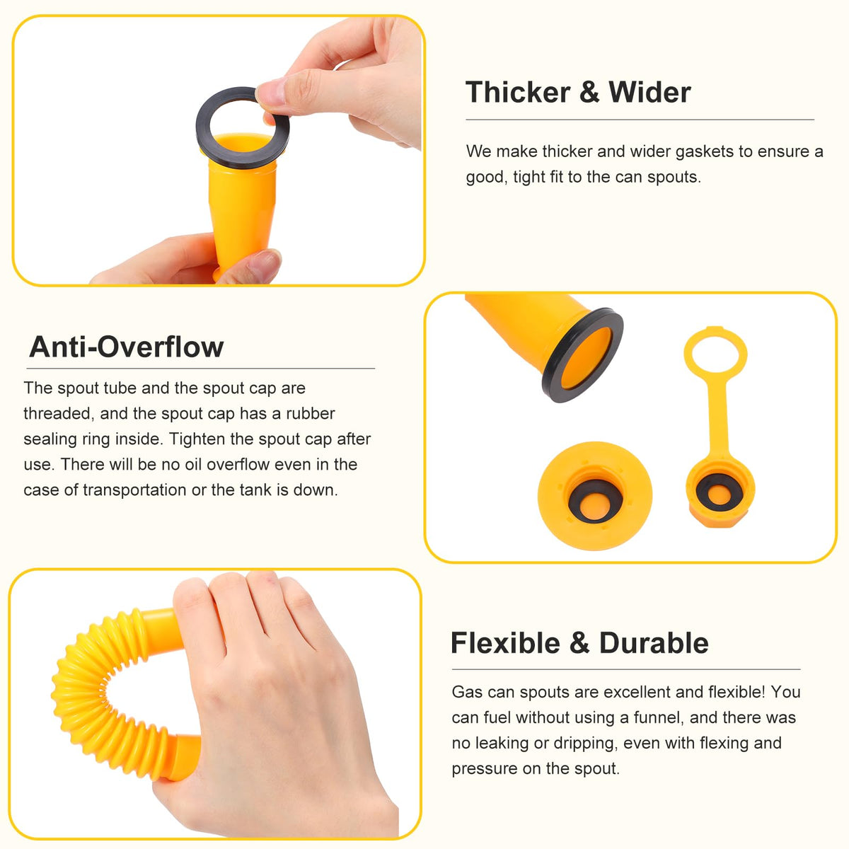 Datanly spout attached to fuel can for controlled, spill-free pouring
