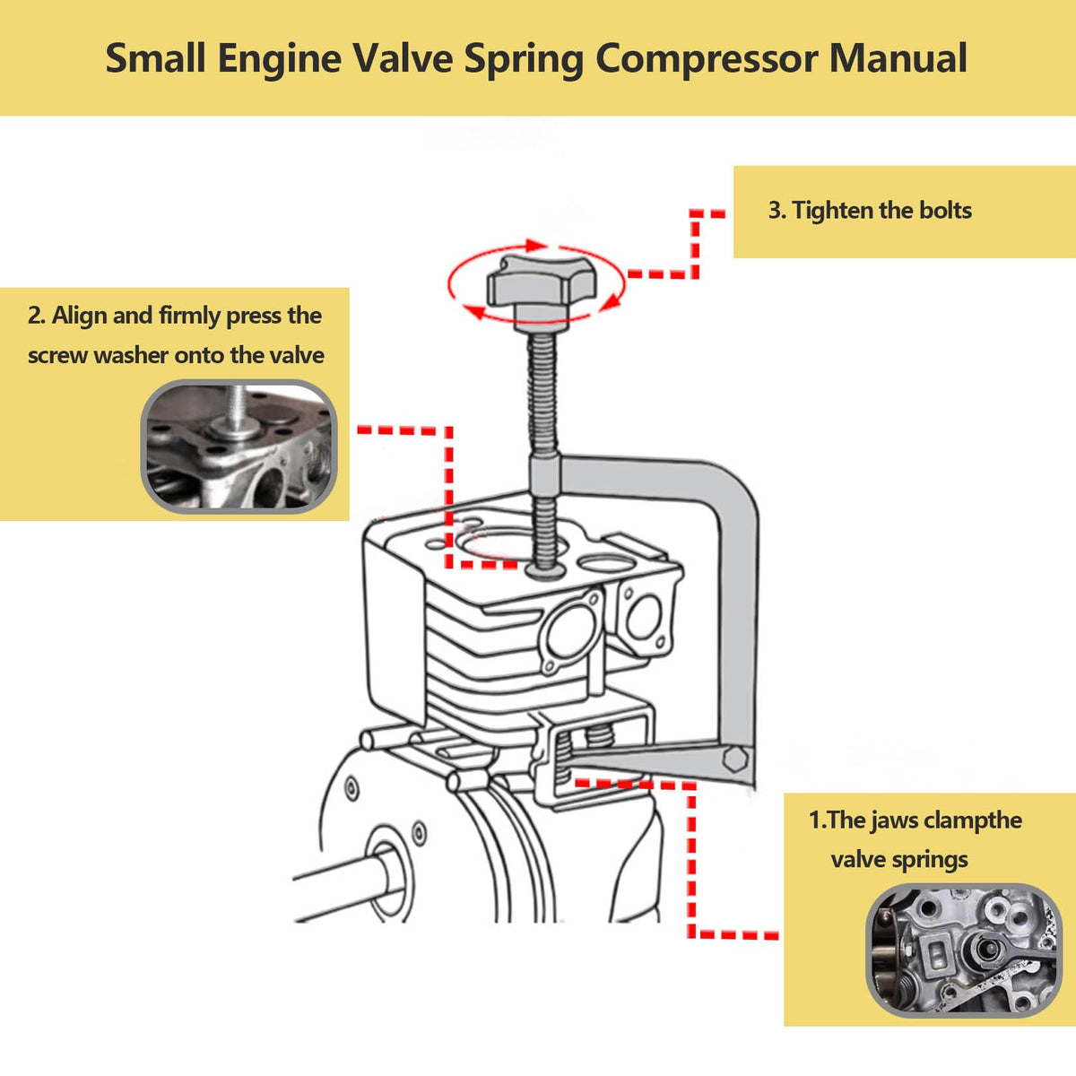 Datrenm compressor in use on cylinder head reducing disassembly time