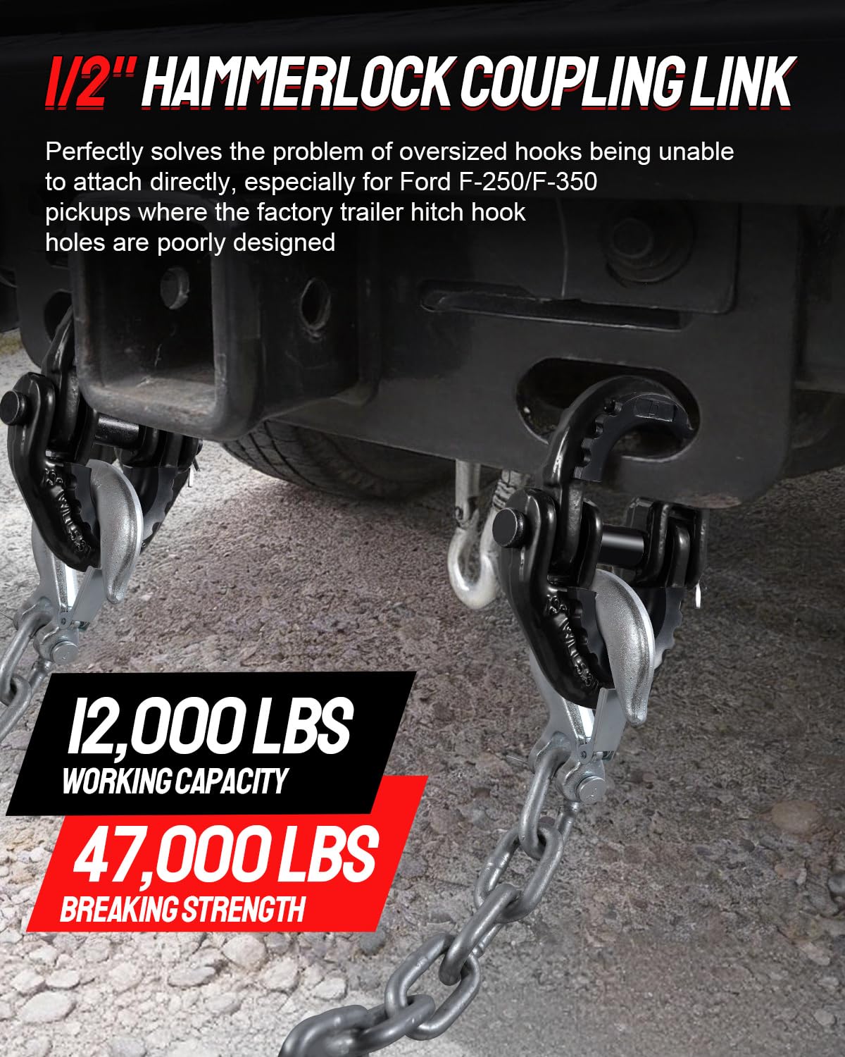 DAYDOOR close-up of hammerlock fork and drive pin, clear view improves secure fit confidence