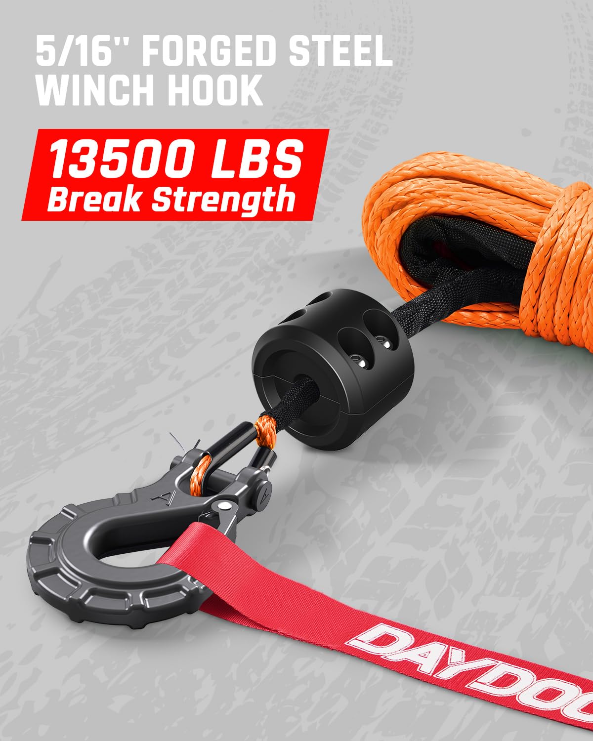 DAYDOOR coiled rope next to a hand for scale highlighting compact, lightweight design