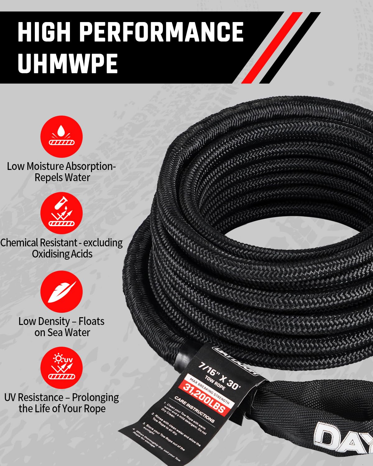 DAYDOOR floating rope on water highlighting lightweight marine recovery benefit