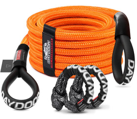 DAYDOOR recovery rope front view showing durable orange jacket and length, improves handling