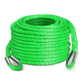DAYDOOR winch rope extension front view showing bright green line and hardware, enhances visibility