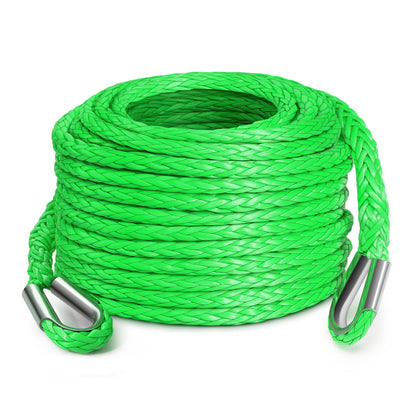DAYDOOR winch rope extension front view showing bright green line and hardware, enhances visibility