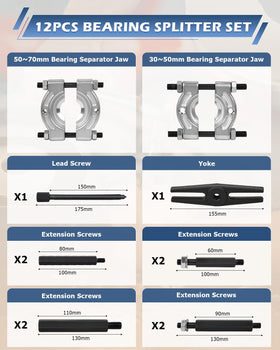 DAYUAN 2-inch and 3-inch separator jaws ready to split bearings with precise fit