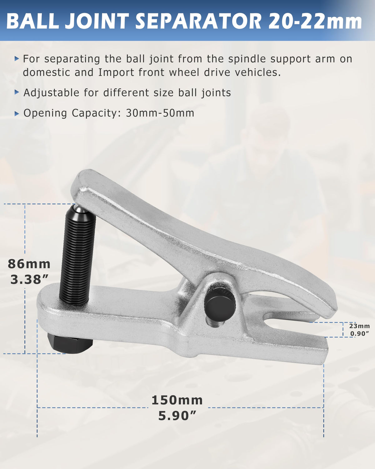 DAYUAN ball joint splitter edge shot displaying hardened wedge for gentle separation
