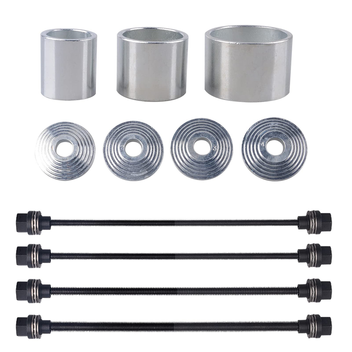DAYUAN components stacked to show scale and compatibility with common presses